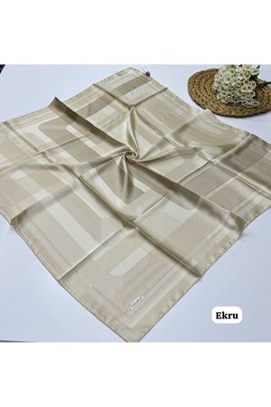 Piramit Çizgi Desen İpeksi Eşarp (Ekru)