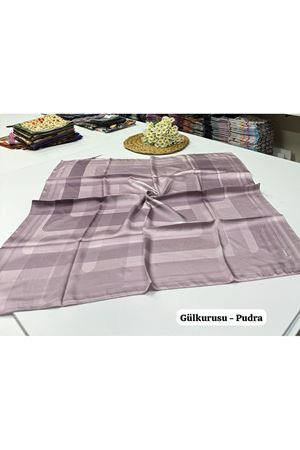 Piramit Çizgi Desen İpeksi Eşarp (Gülkurusu-Pudra)