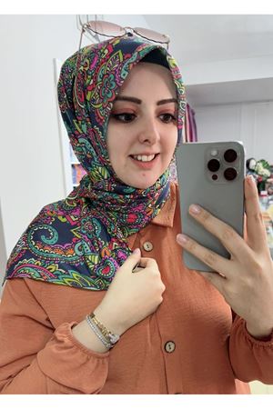 Rüya Organik (Fresh) Soft Eşarp (Zemin Lacivert)