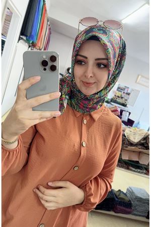 Rüya Organik (Fresh) Soft Eşarp (Zemin Lacivert)