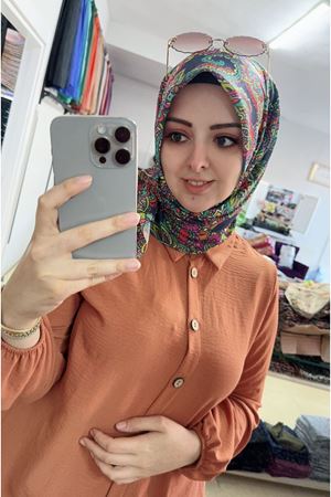 Rüya Organik (Fresh) Soft Eşarp (Zemin Lacivert)