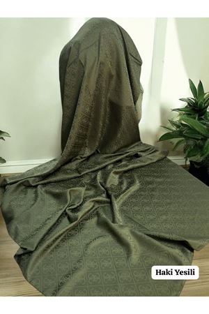 Lilyum Desen Jakar Şal Haki Yeşili