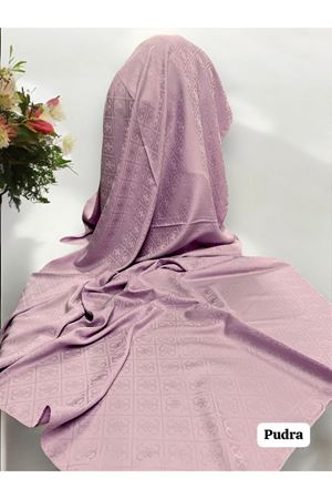 Lilyum Desen Jakar Şal Pudra