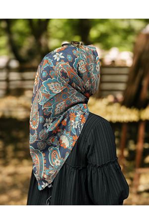 Rüya Organik (Fresh) Soft Eşarp  (zemin lacivert)