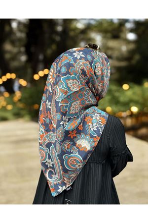 Rüya Organik (Fresh) Soft Eşarp  (zemin lacivert)