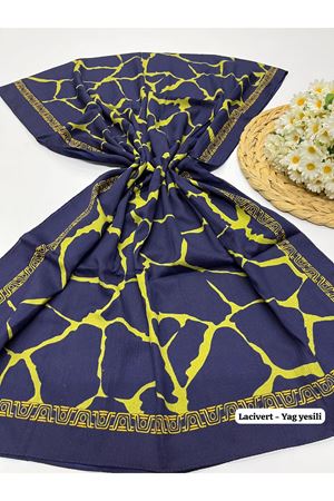 Taş Desen Naturel Şal (Lacivert - Yağyeşili) 