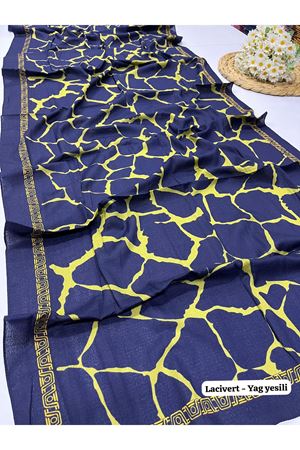Taş Desen Naturel Şal (Lacivert - Yağyeşili) 