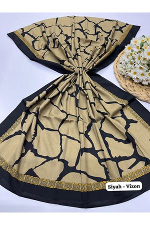 Taş Desen Naturel Şal (Siyah - Vizon) 
