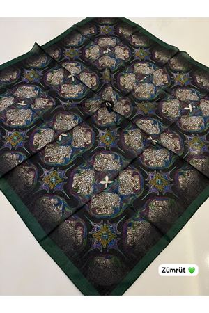 Mini Leopar Desen Soft Eşarp (Zümrüt)