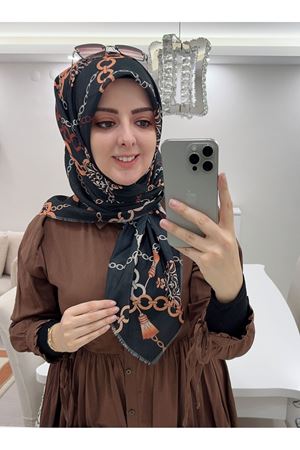 Rüya Koton Eşarp Kahve Zincir Modeli