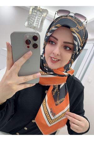 Rüya Koton Eşarp Zincir Desen