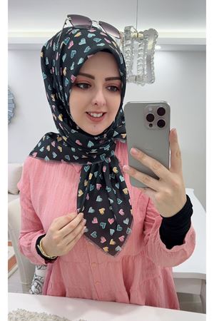 Rüya Koton Eşarp Kalp Desen