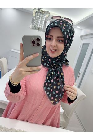 Rüya Koton Eşarp Kalp Desen