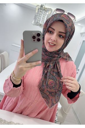 Rüya Koton Eşarp Minimal Etnik Desen  