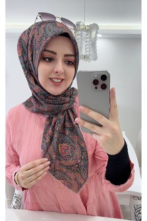 Rüya Koton Eşarp Minimal Etnik Desen  