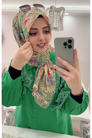 Rüya Koton Eşarp Etro Desen 