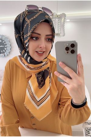 Rüya Koton Eşarp Zincir Desen 