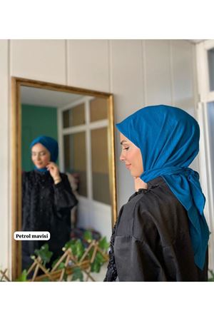 Pamuk Vual Eşarp Petrol Mavisi