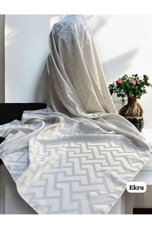 Labirent Desen Jakar Şal Ekru