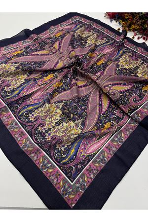 Etro Desen Naturel Eşarp (Lacivert)