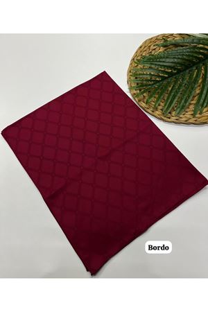Kare Desen Jakar Şal Bordo