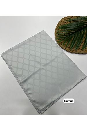 Kare Desen Jakar Şal Gümüş