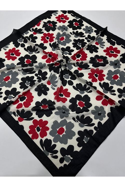 Çiçek Desen Naturel Eşarp 