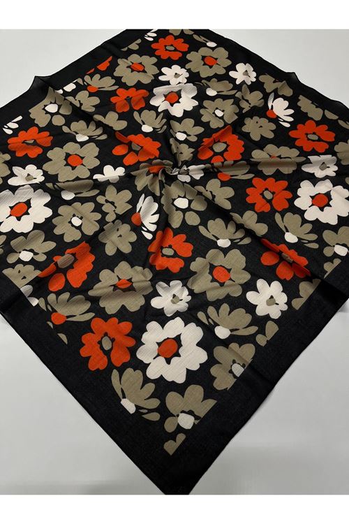 Çiçek Desen Naturel Eşarp