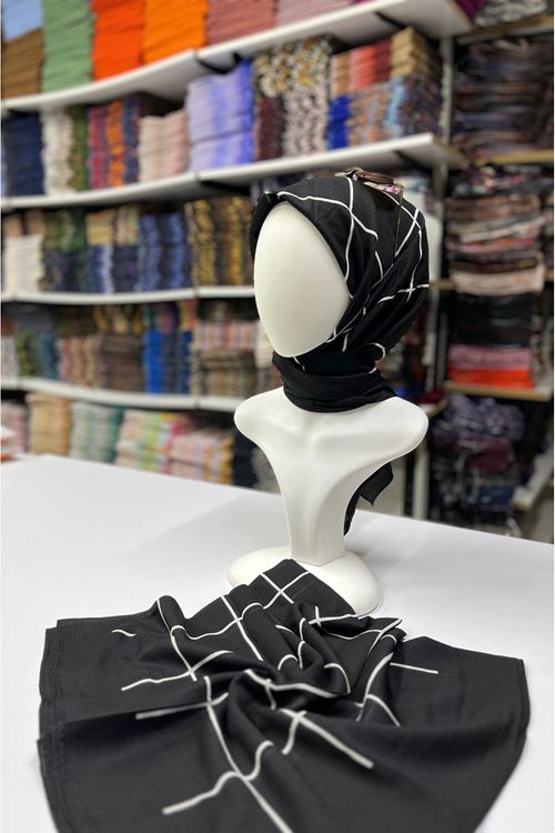 Kare Desen Naturel Eşarp 