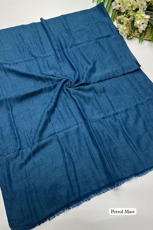 Bambu Kraş Şal Petrol Mavi