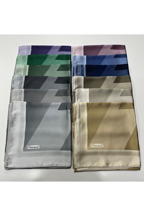 Piramit Geometrik Desen İpeksi Eşarp (Taş)