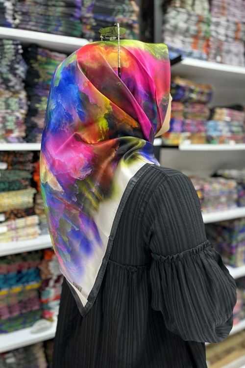 Bulut Desen Kristal Eşarp (siyah)