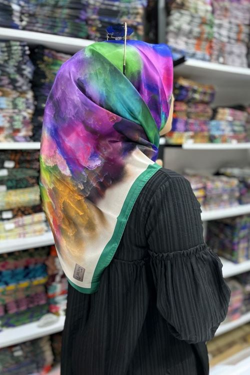 Bulut Desen Kristal Eşarp (zümrüt)