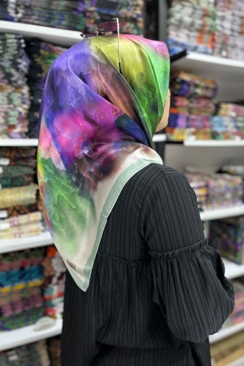 Bulut Desen Kristal Eşarp (çağla yeşili)