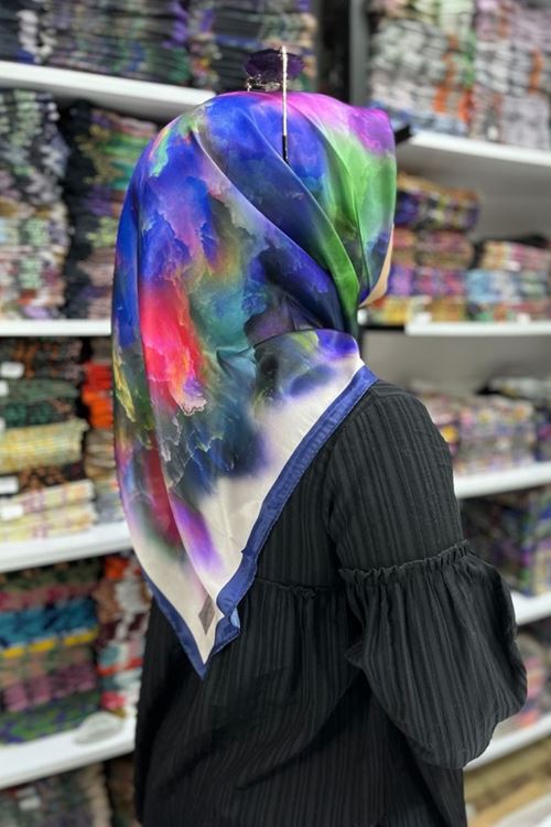 Bulut Desen Kristal Eşarp (lacivert)