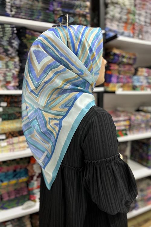 Geometrik Desen Kristal Eşarp 