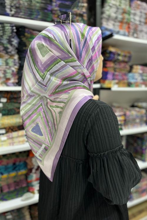 Geometrik Desen Kristal Eşarp  