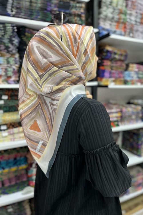 Geometrik Desen Kristal Eşarp   