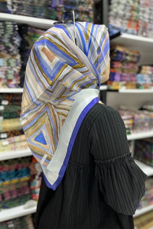 Geometrik Desen Kristal Eşarp 