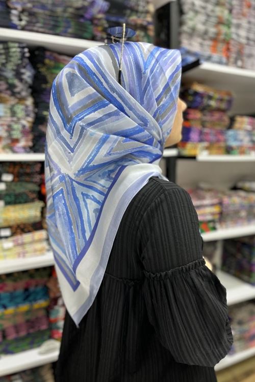 Geometrik Desen Kristal Eşarp 