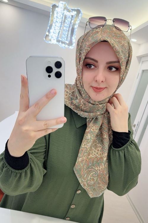 Rüya Koton Eşarp Etnik Desen  