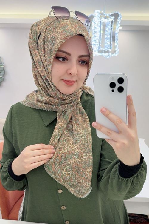 Rüya Koton Eşarp Etnik Desen  