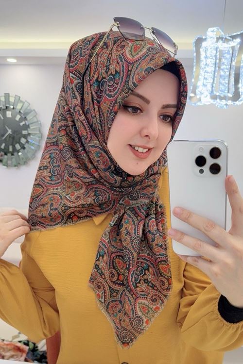 Rüya Koton Eşarp Minimal Etnik Desen 