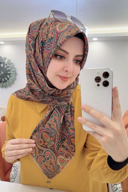 Rüya Koton Eşarp Minimal Etnik Desen 