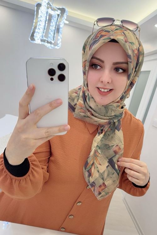 Rüya Koton Eşarp Yaprak Desen