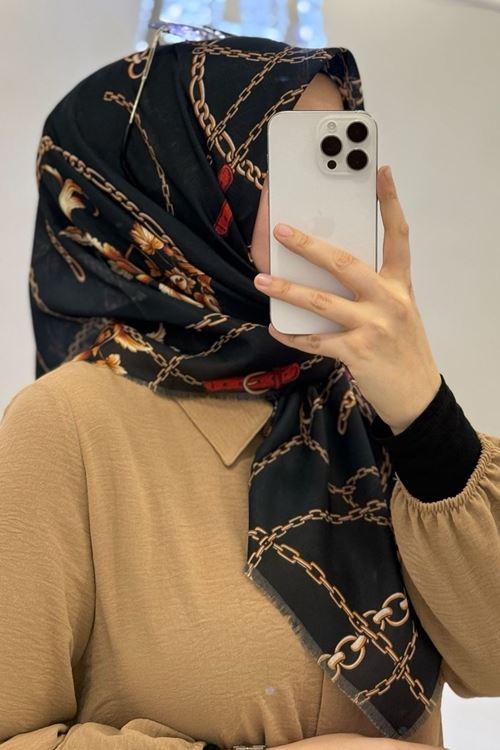 Rüya Koton Eşarp Kırmızı Kemerli Zincir