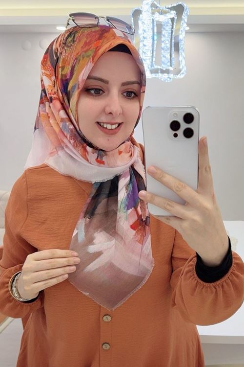 Rüya Koton Eşarp Turuncu Galaksi 