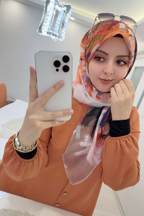 Rüya Koton Eşarp Turuncu Galaksi 