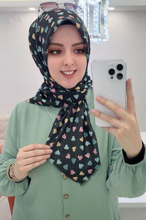 Rüya Koton Eşarp Kalp Desen