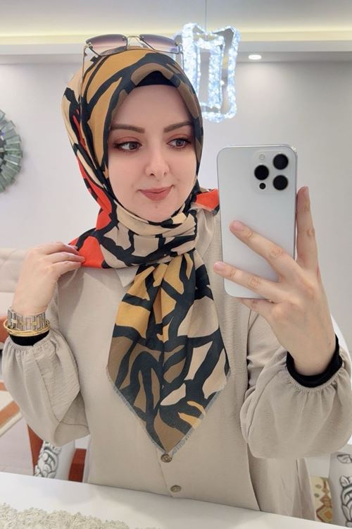 Rüya Koton Eşarp Yaprak Modeli kod:0099